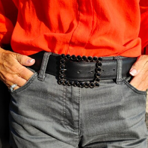 Ceinture reversible femme Noir / Marine